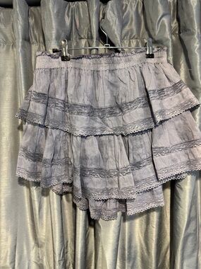 LoveShackFancy Ruffle Mini Skirt in Dusty Lavender size large